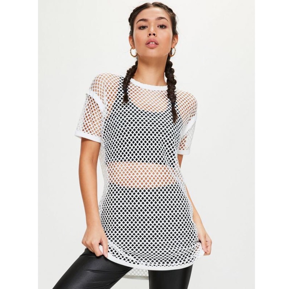 White Fishnet / Mesh Tshirt Dress